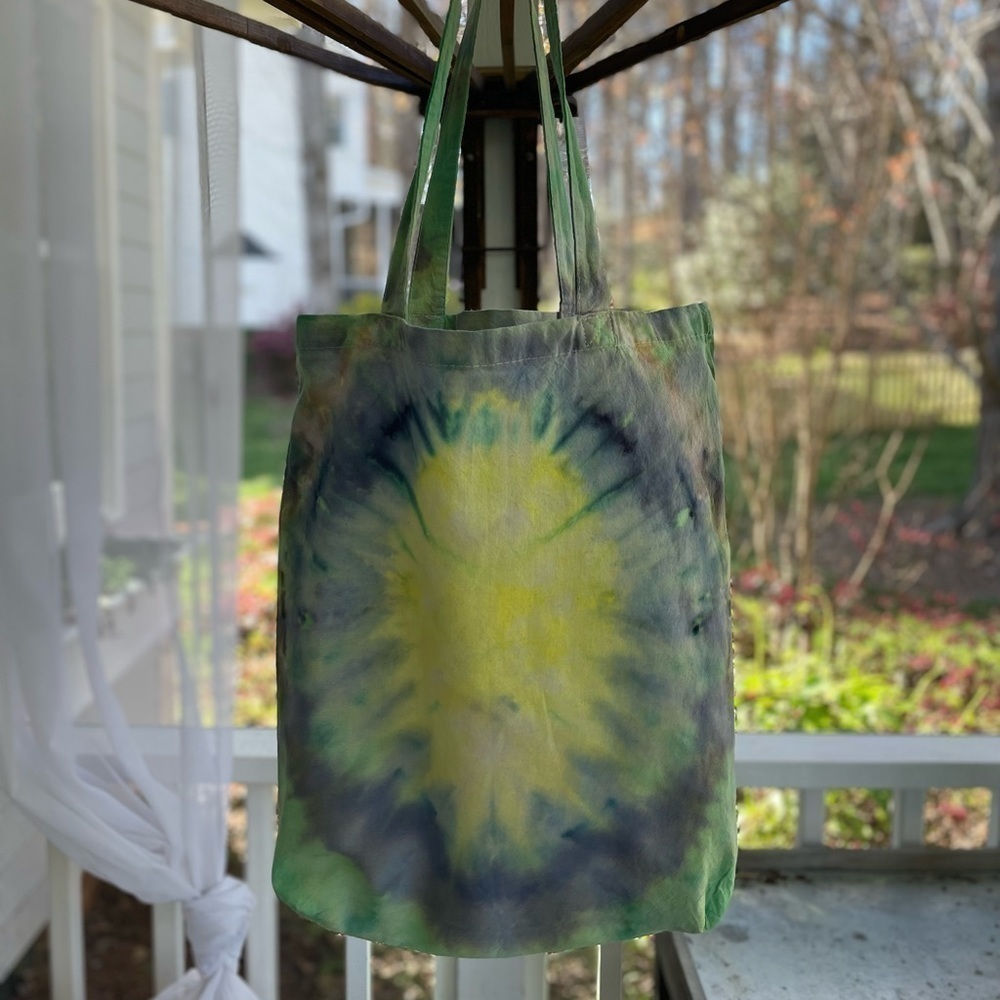 Hand crafted tie dyed tote reusable